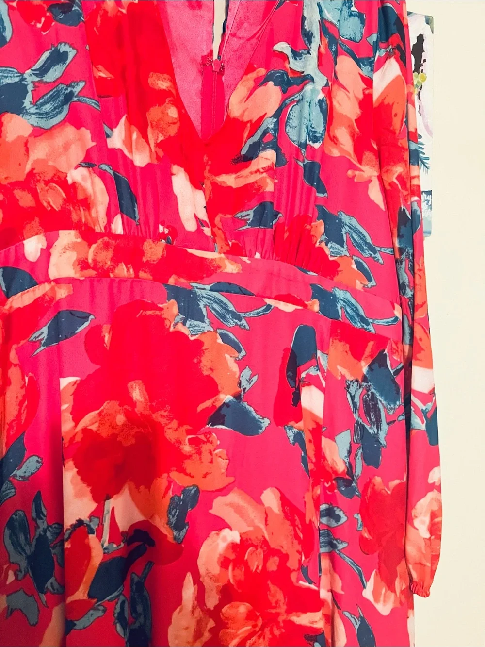 Chic Soul Floral Hot Pink Maxi Dress with Side Slit